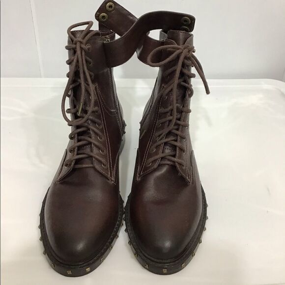 Vince Camuto Brown Leather Talorini Combat Boots Size 39(9) Excellent Condition - Picture 3 of 8